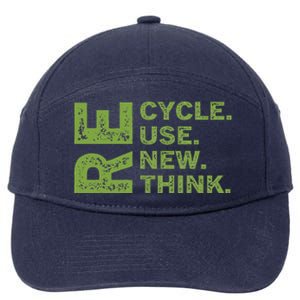 Recycle Reuse Renew Rethink Earth Day Environmental Activism Funny 7-Panel Snapback Hat