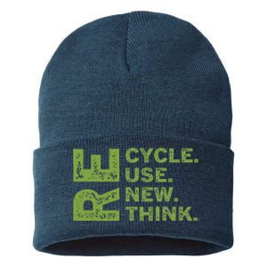 Recycle Reuse Renew Rethink Earth Day Environmental Activism Funny Sustainable Knit Beanie