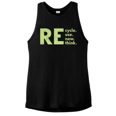 Recycle Reuse Renew Rethink Crisis Environmental Activism Ladies PosiCharge Tri-Blend Wicking Tank