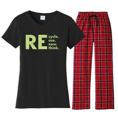 Recycle Reuse Renew Rethink Crisis Environmental Activism Women's Flannel Pajama Set