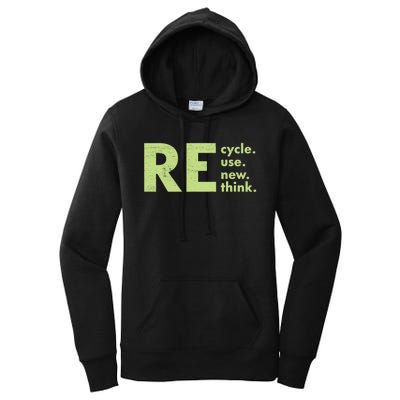 Recycle Reuse Renew Rethink Crisis Environmental Activism Women's Pullover Hoodie