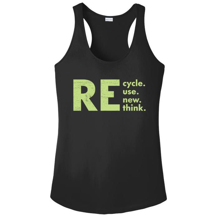 Recycle Reuse Renew Rethink Crisis Environmental Activism Ladies PosiCharge Competitor Racerback Tank