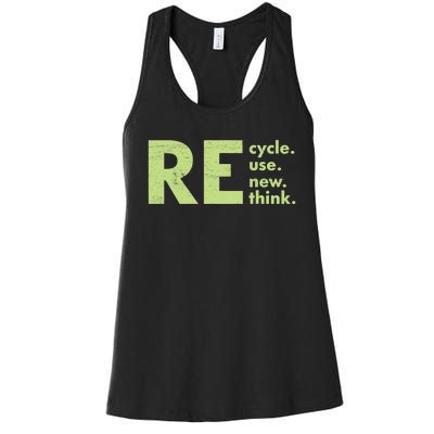 Recycle Reuse Renew Rethink Crisis Environmental Activism Women's Racerback Tank