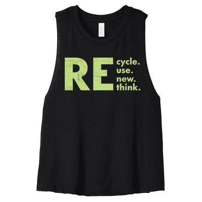 Recycle Reuse Renew Rethink Crisis Environmental Activism Women's Racerback Cropped Tank