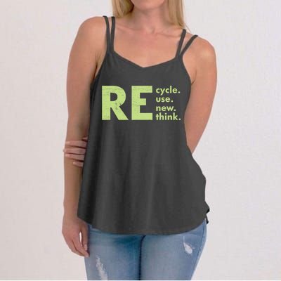 Recycle Reuse Renew Rethink Crisis Environmental Activism Women's Strappy Tank