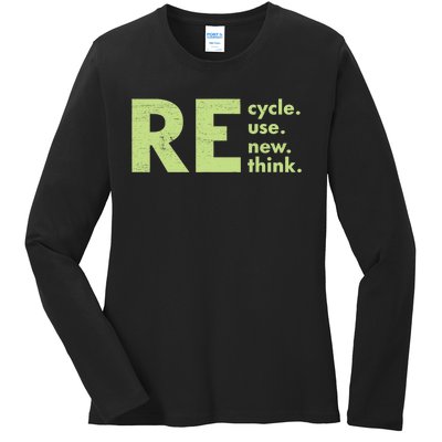 Recycle Reuse Renew Rethink Crisis Environmental Activism Ladies Long Sleeve Shirt