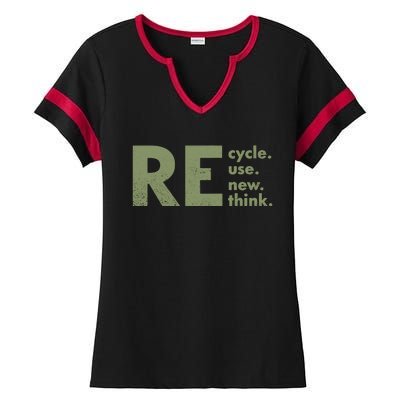 Recycle Reuse Renew Rethink Crisis Environmental Activism Ladies Halftime Notch Neck Tee