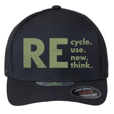 Recycle Reuse Renew Rethink Crisis Environmental Activism Flexfit Unipanel Trucker Cap