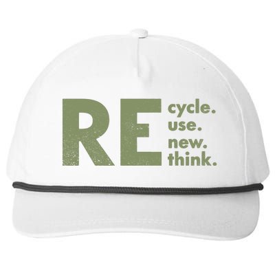 Recycle Reuse Renew Rethink Crisis Environmental Activism Snapback Five-Panel Rope Hat