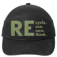 Recycle Reuse Renew Rethink Crisis Environmental Activism 7-Panel Snapback Hat