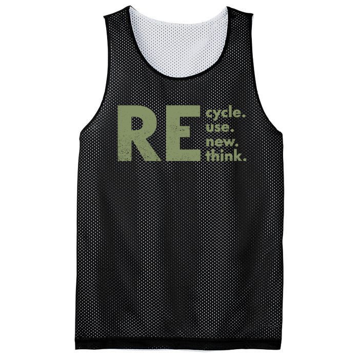 Recycle Reuse Renew Rethink Crisis Environmental Activism Mesh Reversible Basketball Jersey Tank