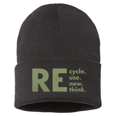 Recycle Reuse Renew Rethink Crisis Environmental Activism Sustainable Knit Beanie