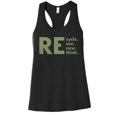 Recycle Reuse Renew Rethink Crisis Environmental Activism Women's Racerback Tank