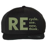 Recycle Reuse Renew Rethink Crisis Environmental Activism Wool Snapback Cap