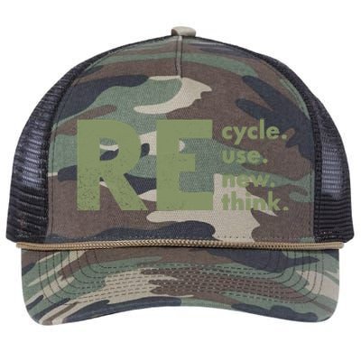 Recycle Reuse Renew Rethink Crisis Environmental Activism Retro Rope Trucker Hat Cap