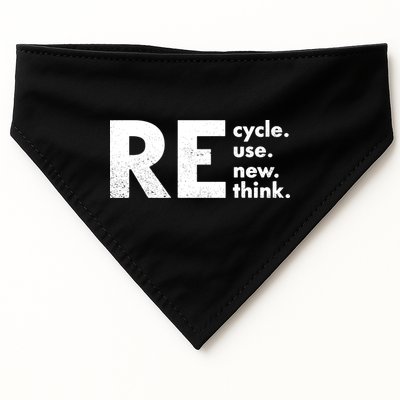 Recycle Reuse Renew Rethink Crisis Environmental Activism USA-Made Doggie Bandana