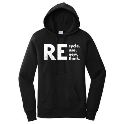 Recycle Reuse Renew Rethink Crisis Environmental Activism Women's Pullover Hoodie