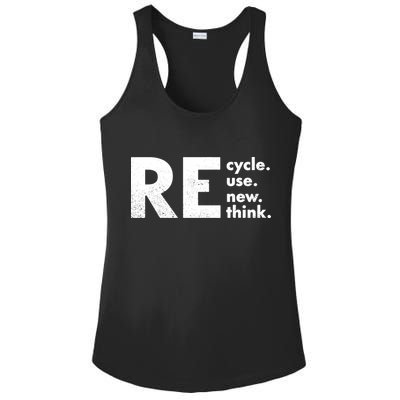 Recycle Reuse Renew Rethink Crisis Environmental Activism Ladies PosiCharge Competitor Racerback Tank