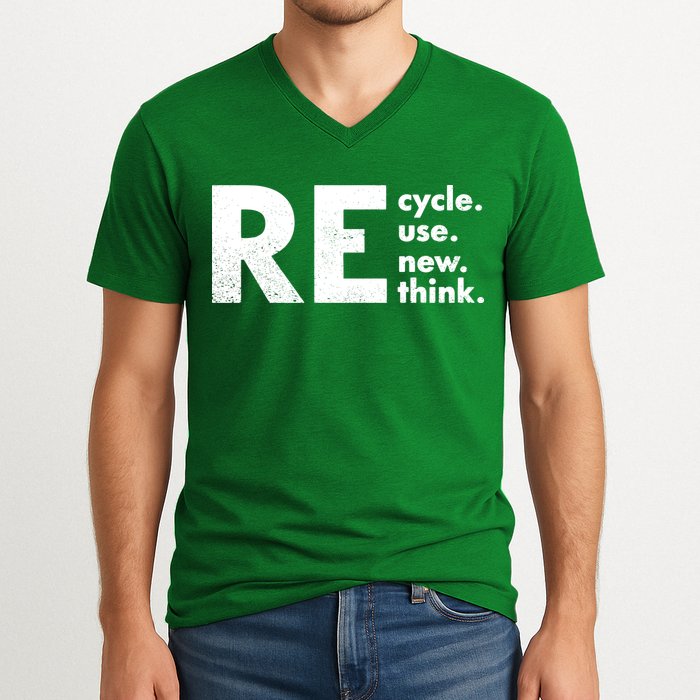 Recycle Reuse Renew Rethink Crisis Environmental Activism V-Neck T-Shirt
