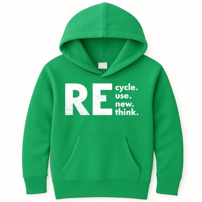 Recycle Reuse Renew Rethink Crisis Environmental Activism Kids Hoodie