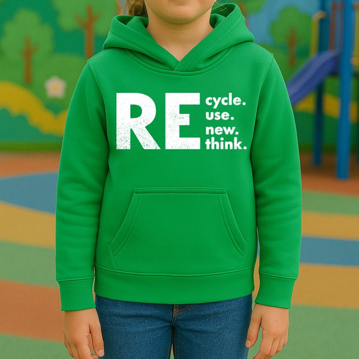 Recycle Reuse Renew Rethink Crisis Environmental Activism Kids Hoodie