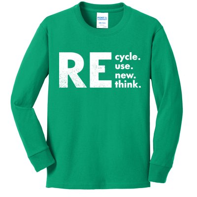 Recycle Reuse Renew Rethink Crisis Environmental Activism Kids Long Sleeve Shirt