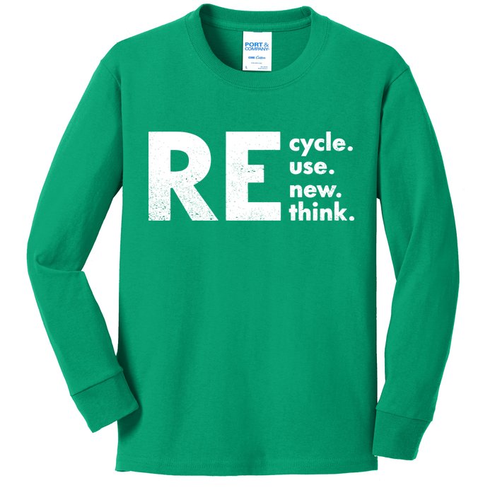 Recycle Reuse Renew Rethink Crisis Environmental Activism Kids Long Sleeve Shirt