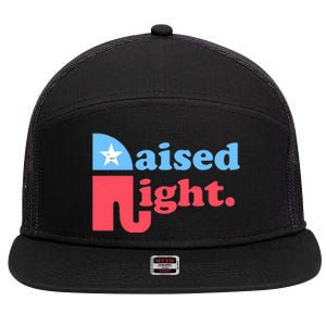 Raised Right Republican Elephant Retro Style Distressed Gift 7 Panel Mesh Trucker Snapback Hat