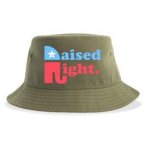 Raised Right Republican Elephant Retro Style Distressed Gift Sustainable Bucket Hat