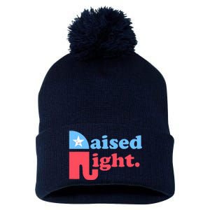 Raised Right Republican Elephant Retro Style Distressed Gift Pom Pom 12in Knit Beanie