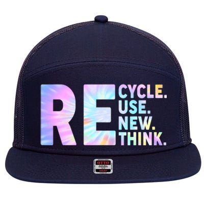 Recycle Reuse Renew Rethink Earth Day Environmental Activism 7 Panel Mesh Trucker Snapback Hat