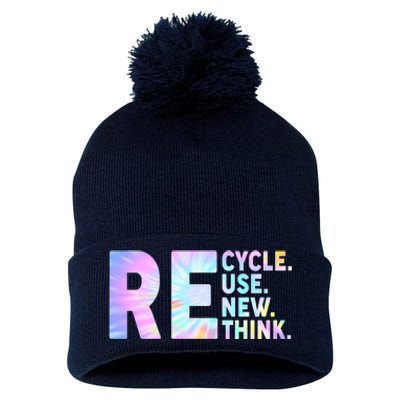 Recycle Reuse Renew Rethink Earth Day Environmental Activism Pom Pom 12in Knit Beanie