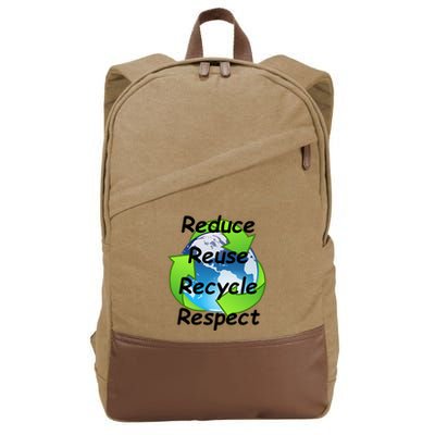 Reduce Reuse Recycle And Respect Earth Day Cotton Canvas Backpack