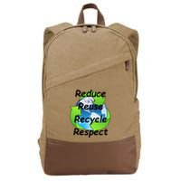 Reduce Reuse Recycle And Respect Earth Day Cotton Canvas Backpack
