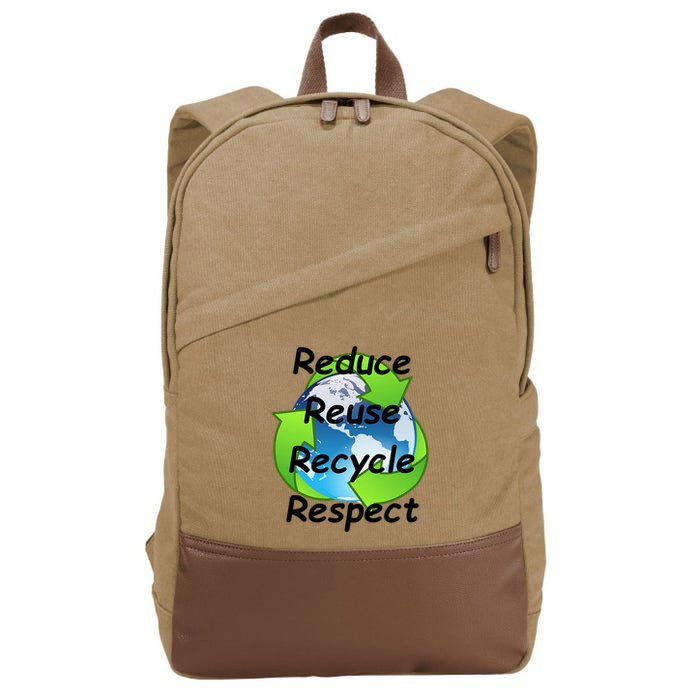 Reduce Reuse Recycle And Respect Earth Day Cotton Canvas Backpack