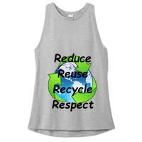 Reduce Reuse Recycle And Respect Earth Day Ladies PosiCharge Tri-Blend Wicking Tank