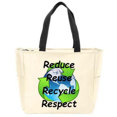Reduce Reuse Recycle And Respect Earth Day Zip Tote Bag