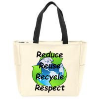 Reduce Reuse Recycle And Respect Earth Day Zip Tote Bag