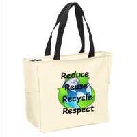 Reduce Reuse Recycle And Respect Earth Day Zip Tote Bag