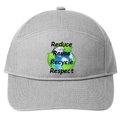 Reduce Reuse Recycle And Respect Earth Day 7-Panel Snapback Hat
