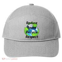 Reduce Reuse Recycle And Respect Earth Day 7-Panel Snapback Hat
