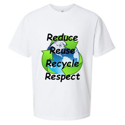 Reduce Reuse Recycle And Respect Earth Day Sueded Cloud Jersey T-Shirt