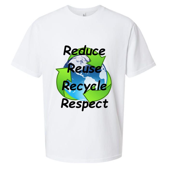 Reduce Reuse Recycle And Respect Earth Day Sueded Cloud Jersey T-Shirt