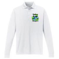 Reduce Reuse Recycle And Respect Earth Day Performance Long Sleeve Polo