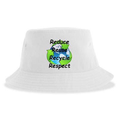 Reduce Reuse Recycle And Respect Earth Day Sustainable Bucket Hat