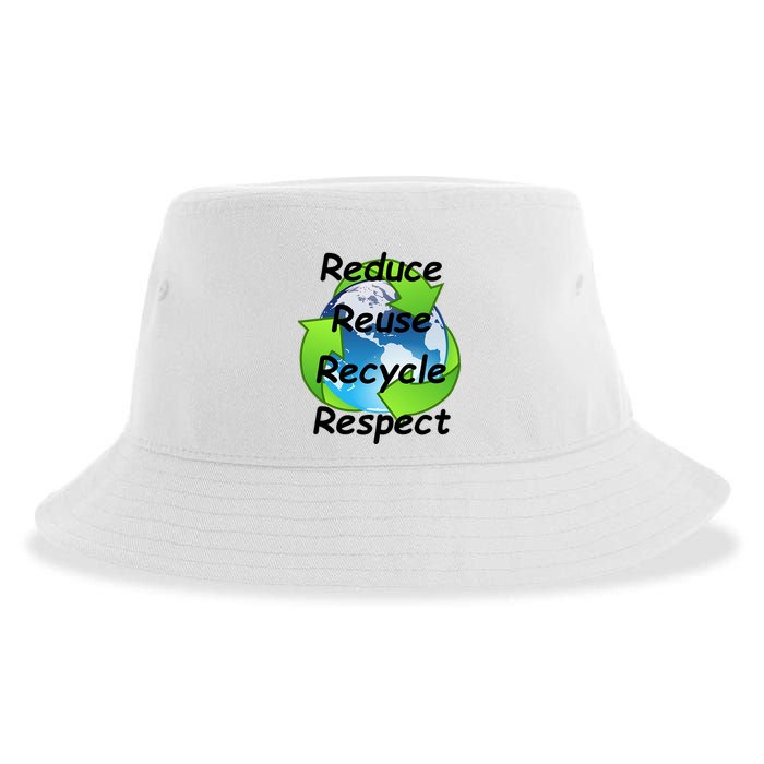 Reduce Reuse Recycle And Respect Earth Day Sustainable Bucket Hat