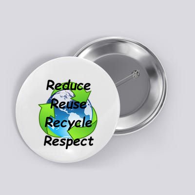 Reduce Reuse Recycle And Respect Earth Day Button