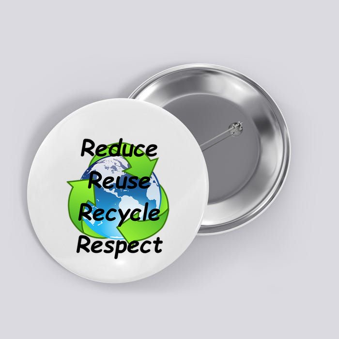 Reduce Reuse Recycle And Respect Earth Day Button