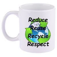 Reduce Reuse Recycle And Respect Earth Day 11oz C Handle Ceramic Mug