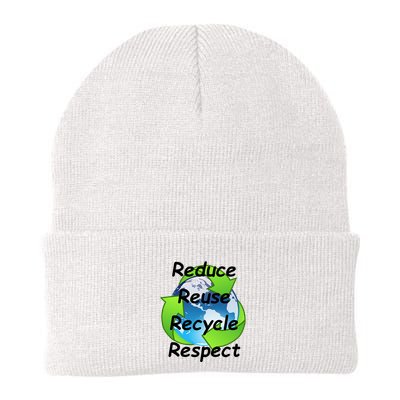 Reduce Reuse Recycle And Respect Earth Day Beanie